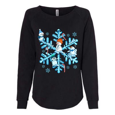 Blue Snowflakes And Snowman Merry Christmas Family Matching Womens California Wash Sweatshirt