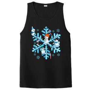 Blue Snowflakes And Snowman Merry Christmas Family Matching PosiCharge Competitor Tank