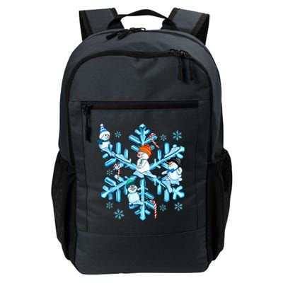 Blue Snowflakes And Snowman Merry Christmas Family Matching Daily Commute Backpack