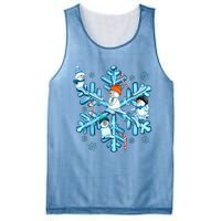 Blue Snowflakes And Snowman Merry Christmas Family Matching Mesh Reversible Basketball Jersey Tank