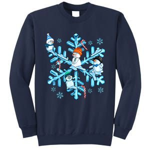 Blue Snowflakes And Snowman Merry Christmas Family Matching Sweatshirt