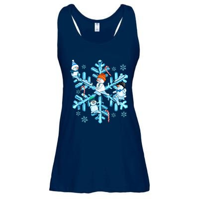 Blue Snowflakes And Snowman Merry Christmas Family Matching Ladies Essential Flowy Tank