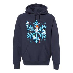 Blue Snowflakes And Snowman Merry Christmas Family Matching Premium Hoodie