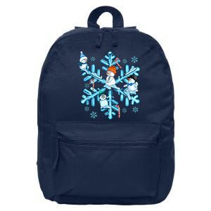 Blue Snowflakes And Snowman Merry Christmas Family Matching 16 in Basic Backpack