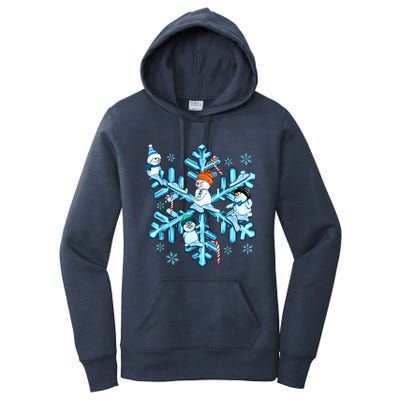 Blue Snowflakes And Snowman Merry Christmas Family Matching Women's Pullover Hoodie