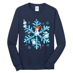 Blue Snowflakes And Snowman Merry Christmas Family Matching Tall Long Sleeve T-Shirt