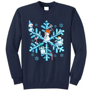 Blue Snowflakes And Snowman Merry Christmas Family Matching Tall Sweatshirt