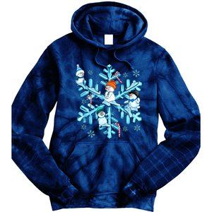 Blue Snowflakes And Snowman Merry Christmas Family Matching Tie Dye Hoodie