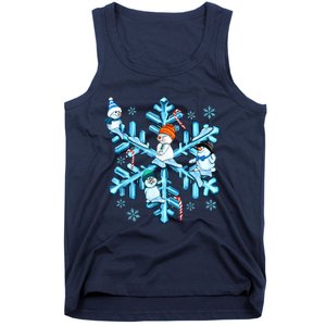 Blue Snowflakes And Snowman Merry Christmas Family Matching Tank Top