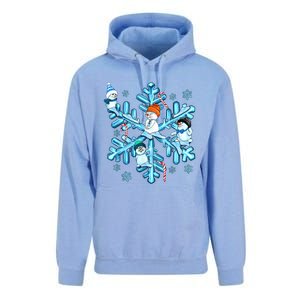 Blue Snowflakes And Snowman Merry Christmas Family Matching Unisex Surf Hoodie