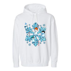 Blue Snowflakes And Snowman Merry Christmas Family Matching Garment-Dyed Fleece Hoodie