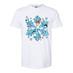 Blue Snowflakes And Snowman Merry Christmas Family Matching Softstyle CVC T-Shirt