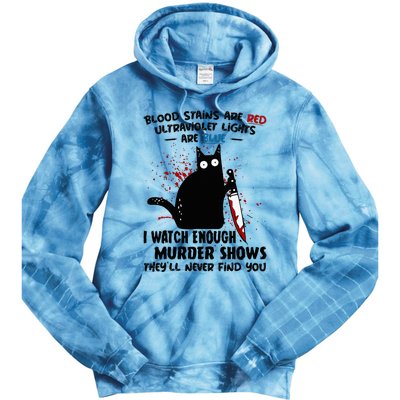 Blood Stains Are Red Ultraviolet Lights Are Blue Cat Tie Dye Hoodie