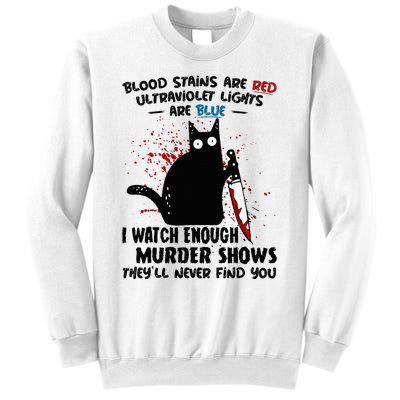 Blood Stains Are Red Ultraviolet Lights Are Blue Cat Sweatshirt