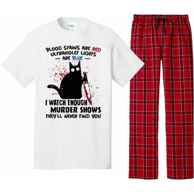 Blood Stains Are Red Ultraviolet Lights Are Blue Cat Pajama Set