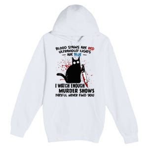 Blood Stains Are Red Ultraviolet Lights Are Blue Cat Premium Pullover Hoodie