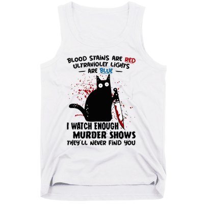 Blood Stains Are Red Ultraviolet Lights Are Blue Cat Tank Top