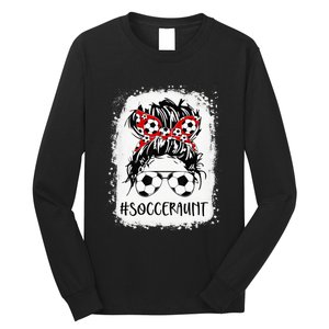 Bleached Soccer Aunt Life Messy Bun Mother's Day Long Sleeve Shirt