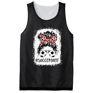 Bleached Soccer Aunt Life Messy Bun Mother's Day Mesh Reversible Basketball Jersey Tank