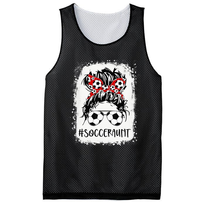 Bleached Soccer Aunt Life Messy Bun Mother's Day Mesh Reversible Basketball Jersey Tank