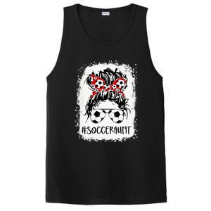 Bleached Soccer Aunt Life Messy Bun Mother's Day PosiCharge Competitor Tank