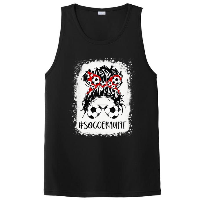 Bleached Soccer Aunt Life Messy Bun Mother's Day PosiCharge Competitor Tank