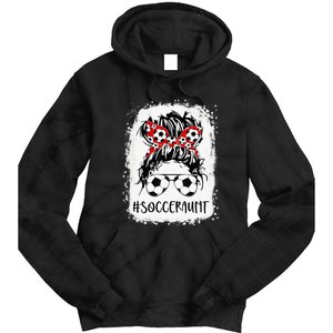 Bleached Soccer Aunt Life Messy Bun Mother's Day Tie Dye Hoodie