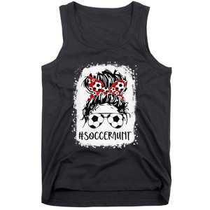 Bleached Soccer Aunt Life Messy Bun Mother's Day Tank Top