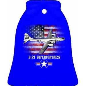 Bgift29 Superfortress American Flag Patriotic Gift Usaf Gift Ceramic Bell Ornament