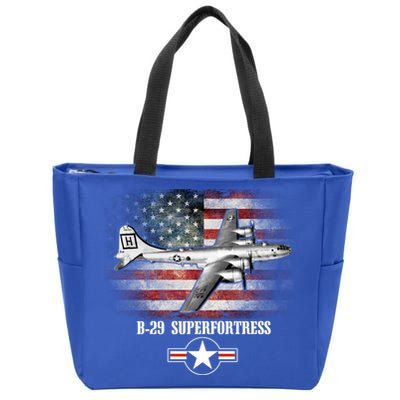 Bgift29 Superfortress American Flag Patriotic Gift Usaf Gift Zip Tote Bag