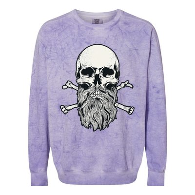 Bearded Skull and Crossbones Pirate Beard Colorblast Crewneck Sweatshirt