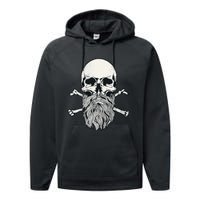 Bearded Skull and Crossbones Pirate Beard Performance Fleece Hoodie