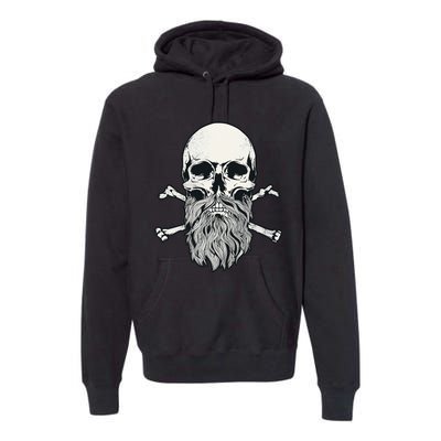 Bearded Skull and Crossbones Pirate Beard Premium Hoodie