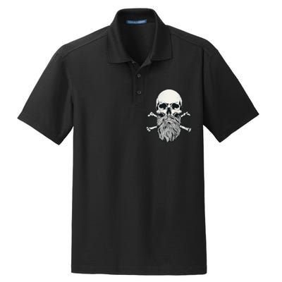 Bearded Skull and Crossbones Pirate Beard Dry Zone Grid Polo