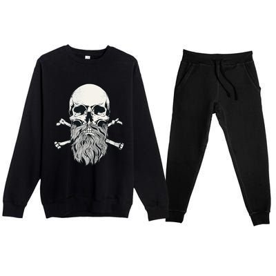 Bearded Skull and Crossbones Pirate Beard Premium Crewneck Sweatsuit Set