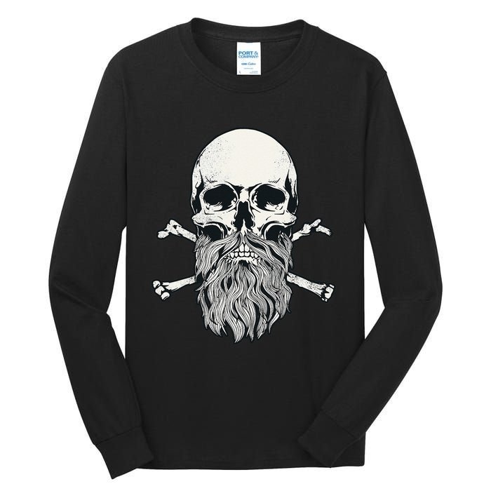 Bearded Skull and Crossbones Pirate Beard Tall Long Sleeve T-Shirt