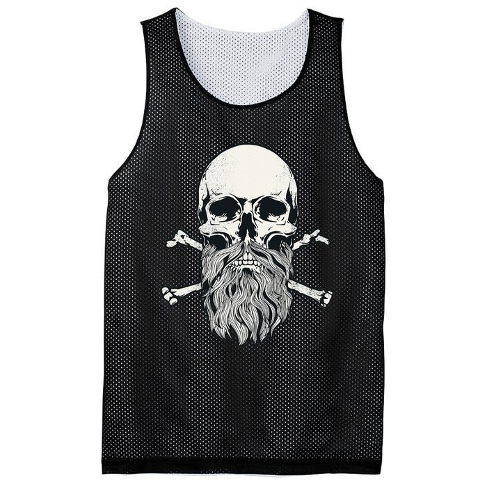 Bearded Skull and Crossbones Pirate Beard Mesh Reversible Basketball Jersey Tank