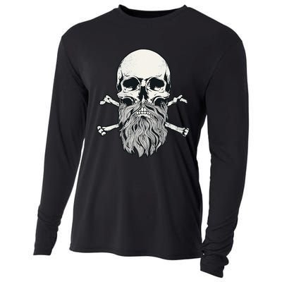 Bearded Skull and Crossbones Pirate Beard Cooling Performance Long Sleeve Crew