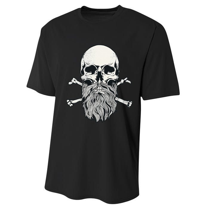 Bearded Skull and Crossbones Pirate Beard Performance Sprint T-Shirt