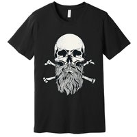 Bearded Skull and Crossbones Pirate Beard Premium T-Shirt