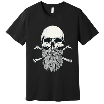 Bearded Skull and Crossbones Pirate Beard Premium T-Shirt