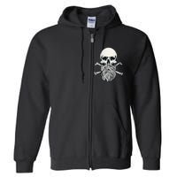 Bearded Skull and Crossbones Pirate Beard Full Zip Hoodie