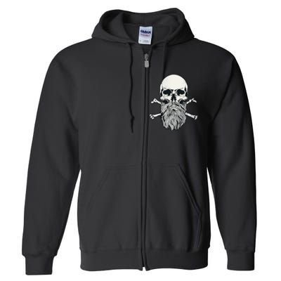 Bearded Skull and Crossbones Pirate Beard Full Zip Hoodie