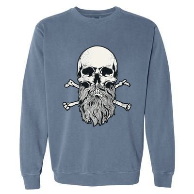 Bearded Skull and Crossbones Pirate Beard Garment-Dyed Sweatshirt