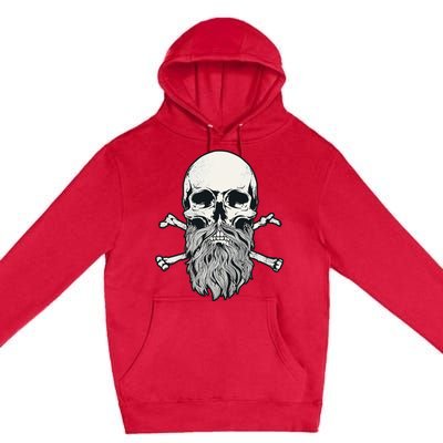 Bearded Skull and Crossbones Pirate Beard Premium Pullover Hoodie