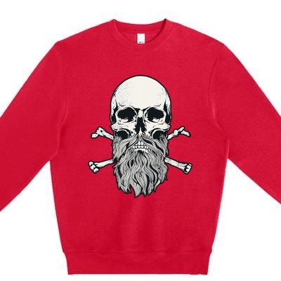 Bearded Skull and Crossbones Pirate Beard Premium Crewneck Sweatshirt