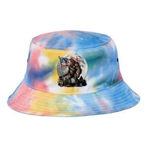 Bigfoot Sasquatch American Flag Full Moon Patriotic Tie Dye Newport Bucket Hat