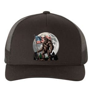 Bigfoot Sasquatch American Flag Full Moon Patriotic Yupoong Adult 5-Panel Trucker Hat