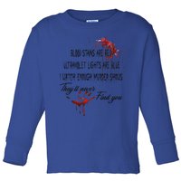 Blood Stains Are Red Ultraviolet Lights Are Blue Halloween Toddler Long Sleeve Shirt