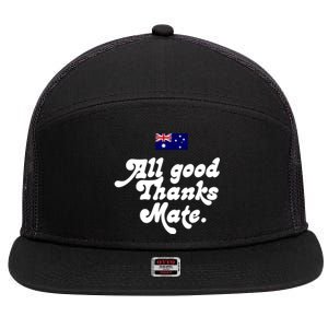 British Slogans All Good Thanks Mate 7 Panel Mesh Trucker Snapback Hat